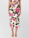 Dolce & Gabbana Rose-print Cotton-blend Midi Skirt