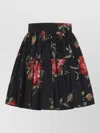 Dolce & Gabbana Mini Skirt With Rose Bouquet Print And Peplum Detail, Size 40 In Black