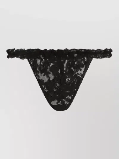 Dolce & Gabbana High Waist Lace Beach Brief Ruffle Sheer In Black