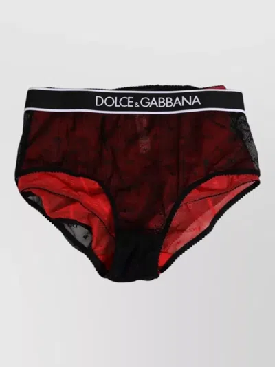 Dolce & Gabbana High Waist Lace Trim Nylon Briefs