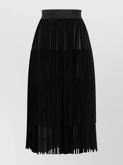 Dolce & Gabbana High Waist Layered Midi Skirt In Black