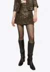 Dolce & Gabbana High-waist Leopard Print Mini Skirt In Brown