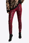 Dolce & Gabbana High-waist Leopard Print Pants In Red