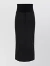 Dolce & Gabbana High Waist Midi Length Skirt With Back Slit In Black