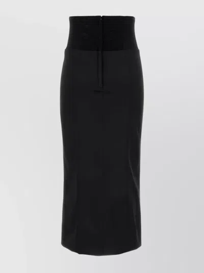 Dolce & Gabbana High Waist Midi Length Skirt With Back Slit