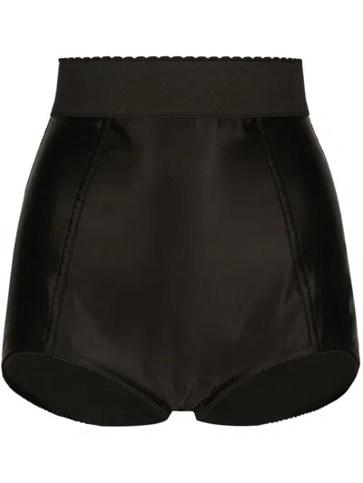 Dolce & Gabbana High-waisted Scallop-edge Briefs In Black