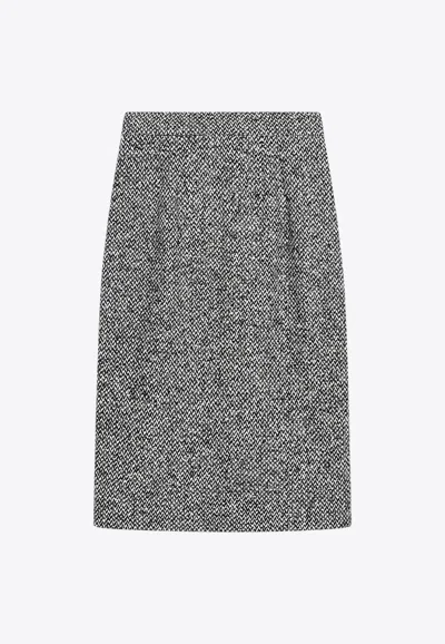DOLCE & GABBANA HIGH-WAIST PENCIL SKIRT IN WOOL-BLEND
