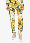 Dolce & Gabbana Floral High-rise Cotton Cropped Pants In Multicolor