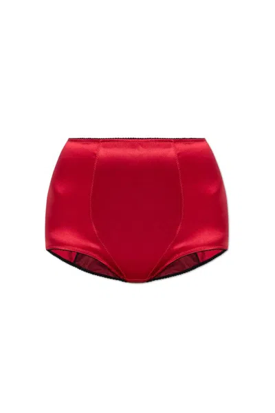 Dolce & Gabbana Silk Satin Briefs In Red