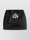 Dolce & Gabbana Black Bow-embellished Satin Mini Skirt In Black