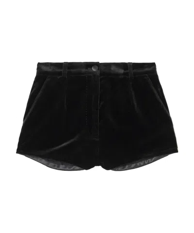Dolce & Gabbana Satin-trimmed Cotton-blend Velvet Shorts In Black