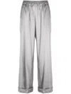 Dolce & Gabbana High-waist Silk Trousers In Grey