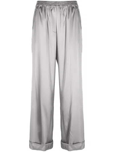 Dolce & Gabbana High-waist Silk Trousers In Grey
