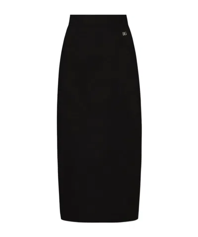 DOLCE & GABBANA DOLCE  GABBANA DG PLAQUE KNIT PENCIL SKIRT