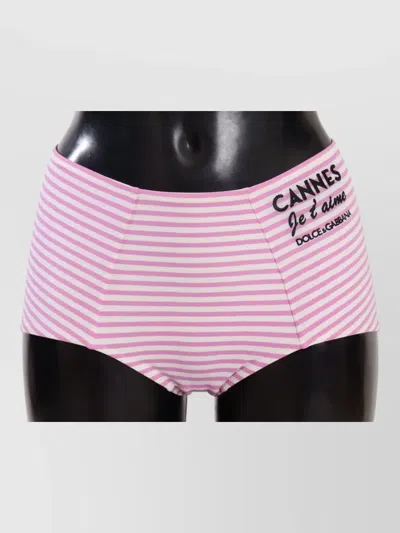 Dolce & Gabbana High Waist Striped Logo Women Brief