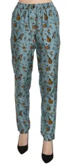 Dolce & Gabbana Blue Musical Instruments Print Tapered Pants In Red