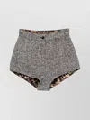Dolce & Gabbana High Waist Textured Wool Shorts With Pockets In Neutral