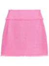 Dolce & Gabbana Frayed Wool-blend Tweed Mini Skirt In Rosa