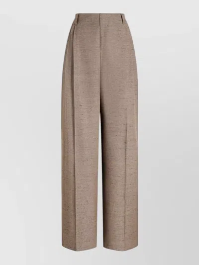 Dolce & Gabbana High Waist Wide Leg Tailored Trousers In Neutral