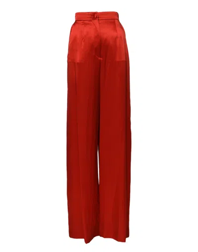 Dolce & Gabbana High Waist Wide Leg Trousers In Red