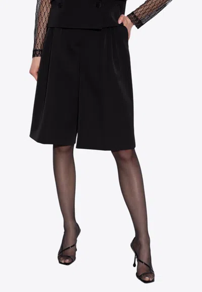 Dolce & Gabbana High-waist Wool Tuxedo Shorts In Black