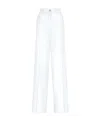 Dolce & Gabbana High-waisted Cotton-blend Pallazo Pants In White