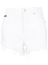 Dolce & Gabbana High-waisted Frayed Denim Shorts In Weiss
