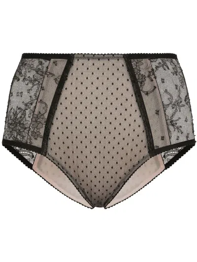 Dolce & Gabbana High-waisted Lace Briefs In Neutrals