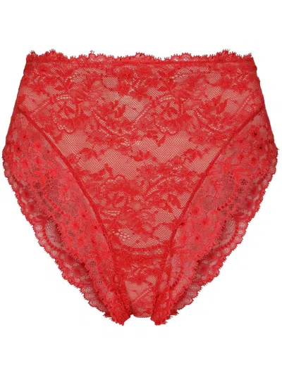 Dolce & Gabbana High-rise Lace Briefs In Red