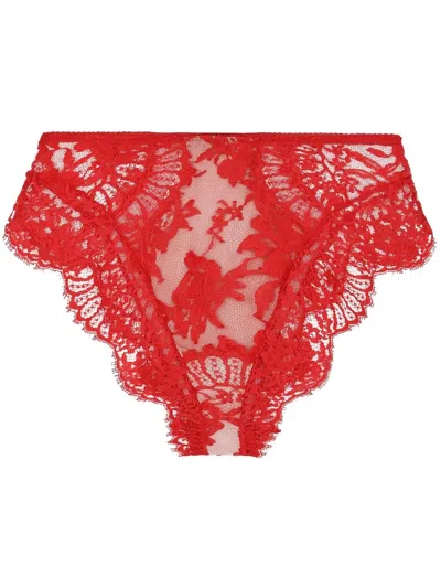 Dolce & Gabbana High-waisted Lace Briefs In Red