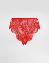 Dolce & Gabbana Lace & Tulle High Waist Briefs In Red
