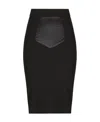 Dolce & Gabbana Midi Black Skirt With Quilted Detail In Fabric Woman In Black