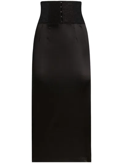 Dolce & Gabbana High-waisted Midi Skirt In Black
