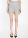 Dolce & Gabbana High-waisted Shorts With Button Detail In Textured Fabric In Gray