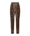 Dolce & Gabbana High-waisted Pants In Leopard-print Wool In Black