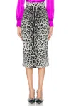 Dolce & Gabbana Leopard Print Charmeuse Longuette Skirt In Leopard
