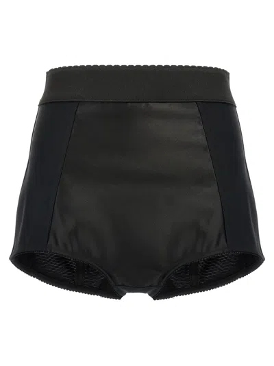 Dolce & Gabbana High-waisted Satin Culottes With Marquisette Detailing In Black