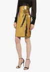 Dolce & Gabbana High-waisted Sequined Midi Skirt In Gold