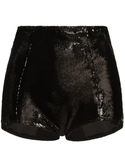 DOLCE & GABBANA HIGH-WAISTED SEQUINNED SHORTS