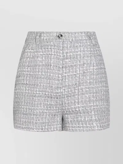 Dolce & Gabbana High-waisted Shorts With Button Detail In Textured Fabric In Quadri Check