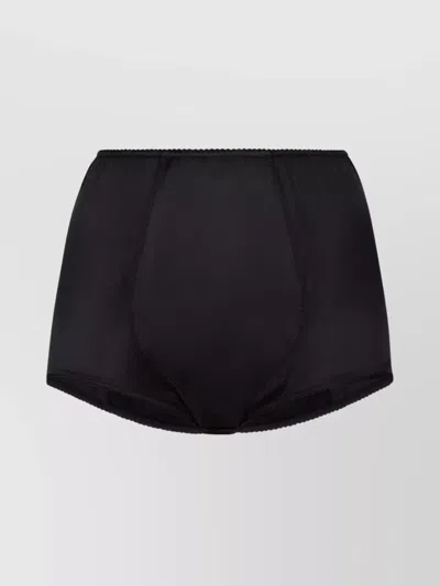 Dolce & Gabbana High-waisted Silk Blend Shorts With Elastic Waistband In Black