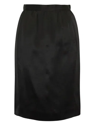 Pre-owned Dolce & Gabbana High-waisted Silk Skirt In Black