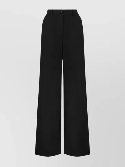 Dolce & Gabbana High-waisted Straight-leg Silk Wool Trousers In Black