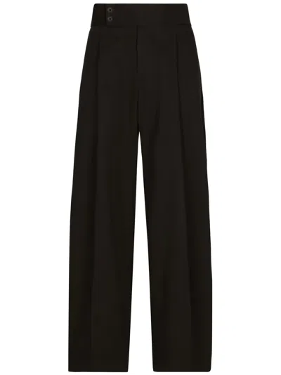 Dolce & Gabbana High-waisted Stretch-cotton Trousers In Brown