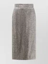 Dolce & Gabbana High-waisted Textured Midi Pencil Skirt In Silver