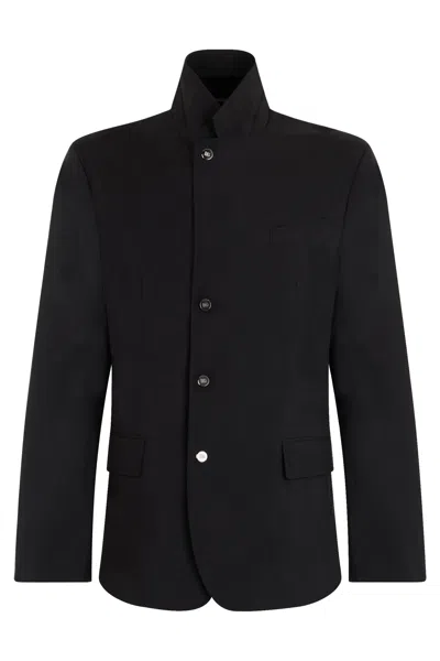 Dolce & Gabbana High-collar Button-front Jacket For Men In Black