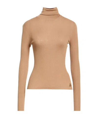 Dolce & Gabbana High-neck Long-sleeve Knitted Sweater In Neutral