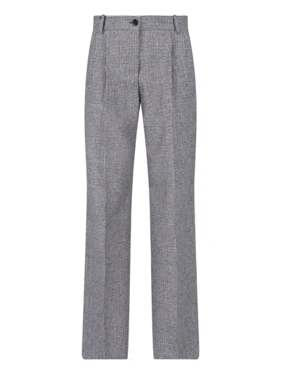 Dolce & Gabbana High-rise Plaid Wool-cashmere Trousers In Gray