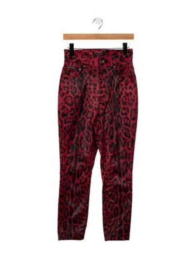 Pre-owned Dolce & Gabbana High-rise Straight Leg Jeans In Red