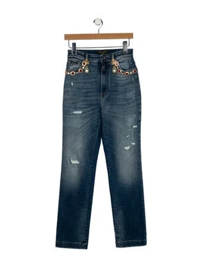 Pre-owned Dolce & Gabbana High-rise Straight Leg Jeans W/ Tags In Blue